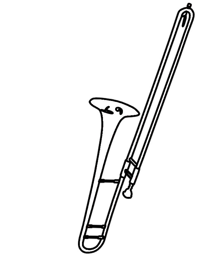 Раскраска тромбон музыкальный инструмент