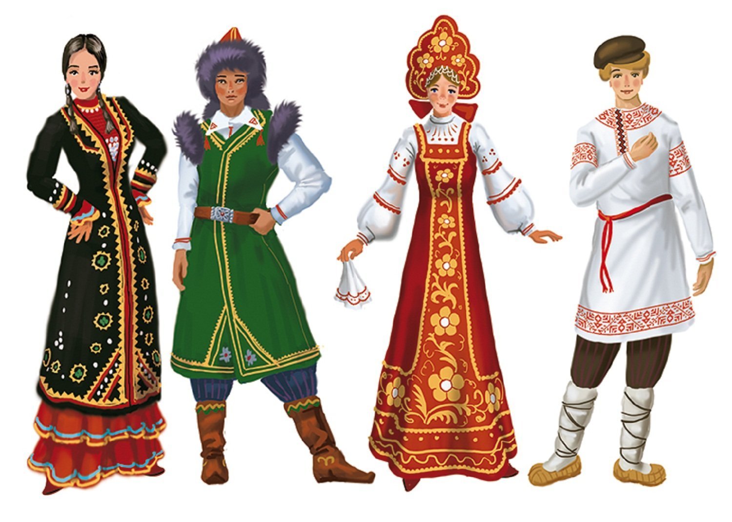 Народы России костюмы русские башкиры