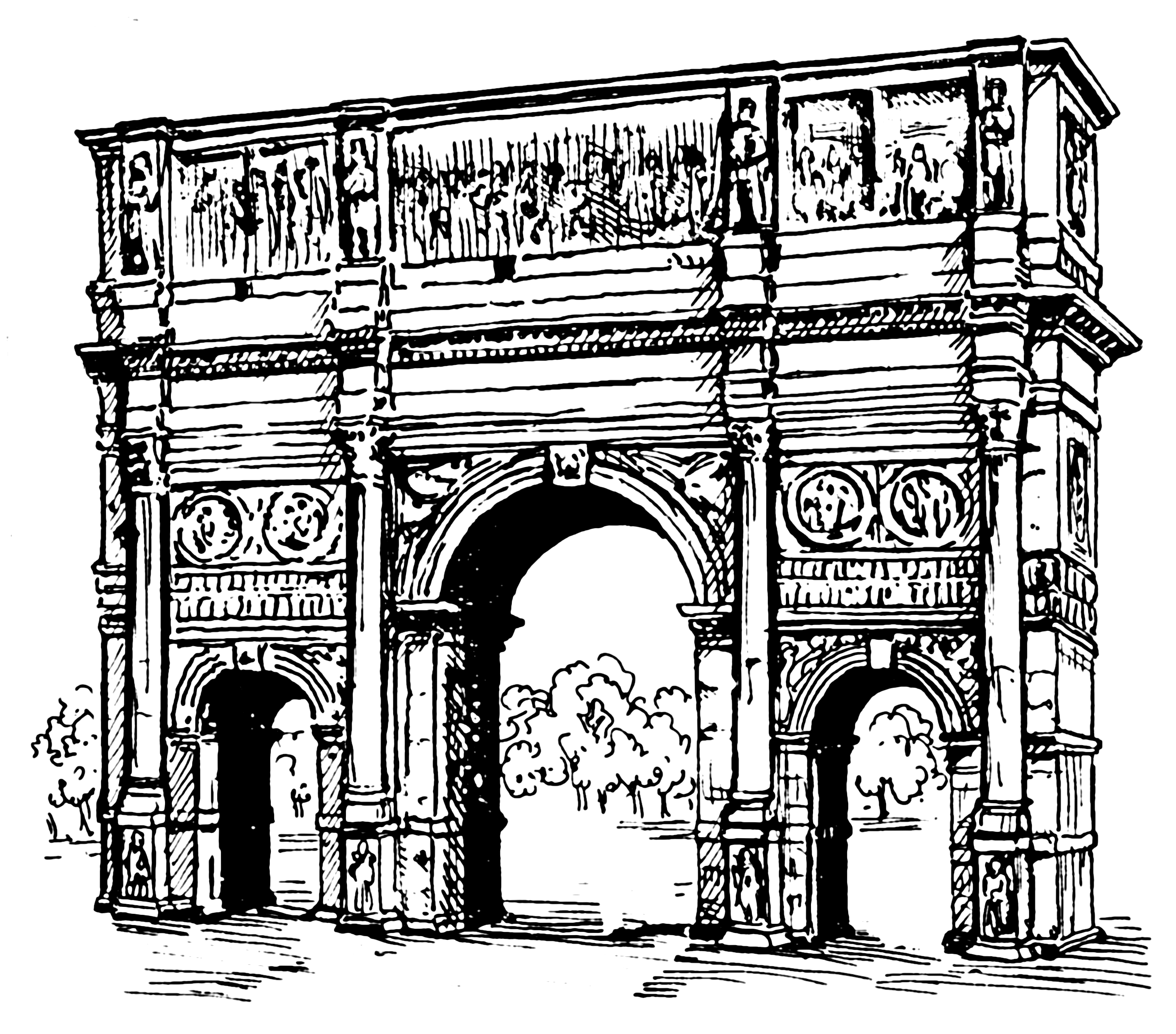 Триумфальная арка Константина в Риме планировка
