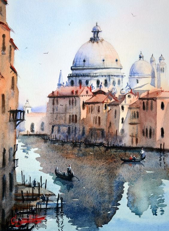 Индийский художник акварелист Венеция