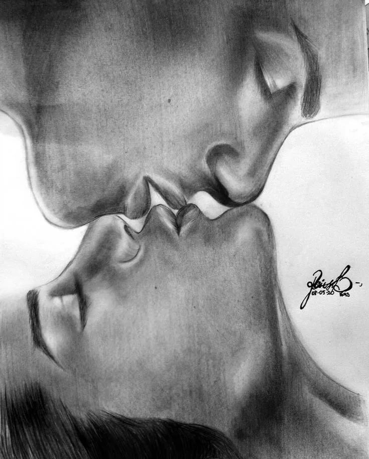 Поцелуй рисунок карандашом