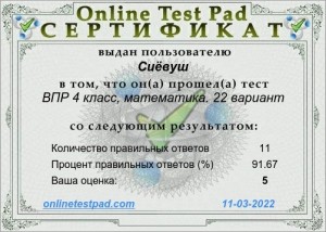 online test pad сертификат